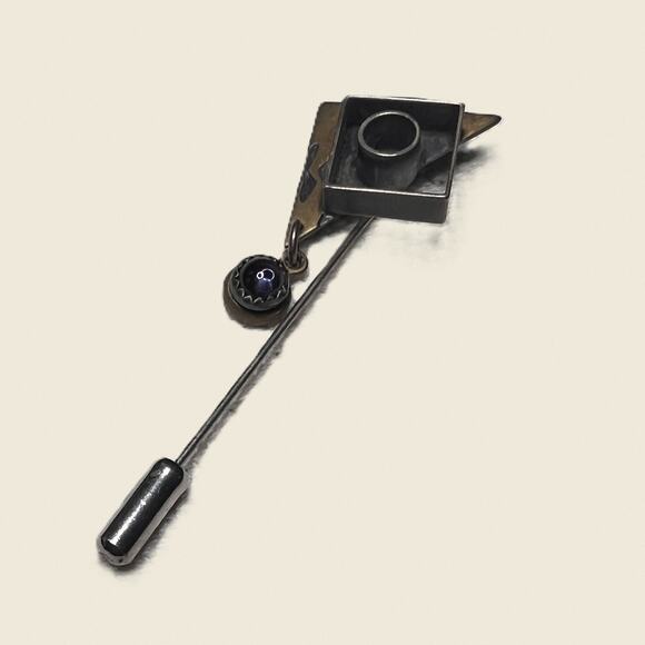 Modernist Sterling Silver Amethyst Stick Pin • 1980s–1990s Studio Jewelry - Picture 6 of 6